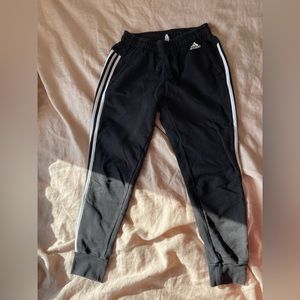 Adidas classic three stripe black and white sweat pants